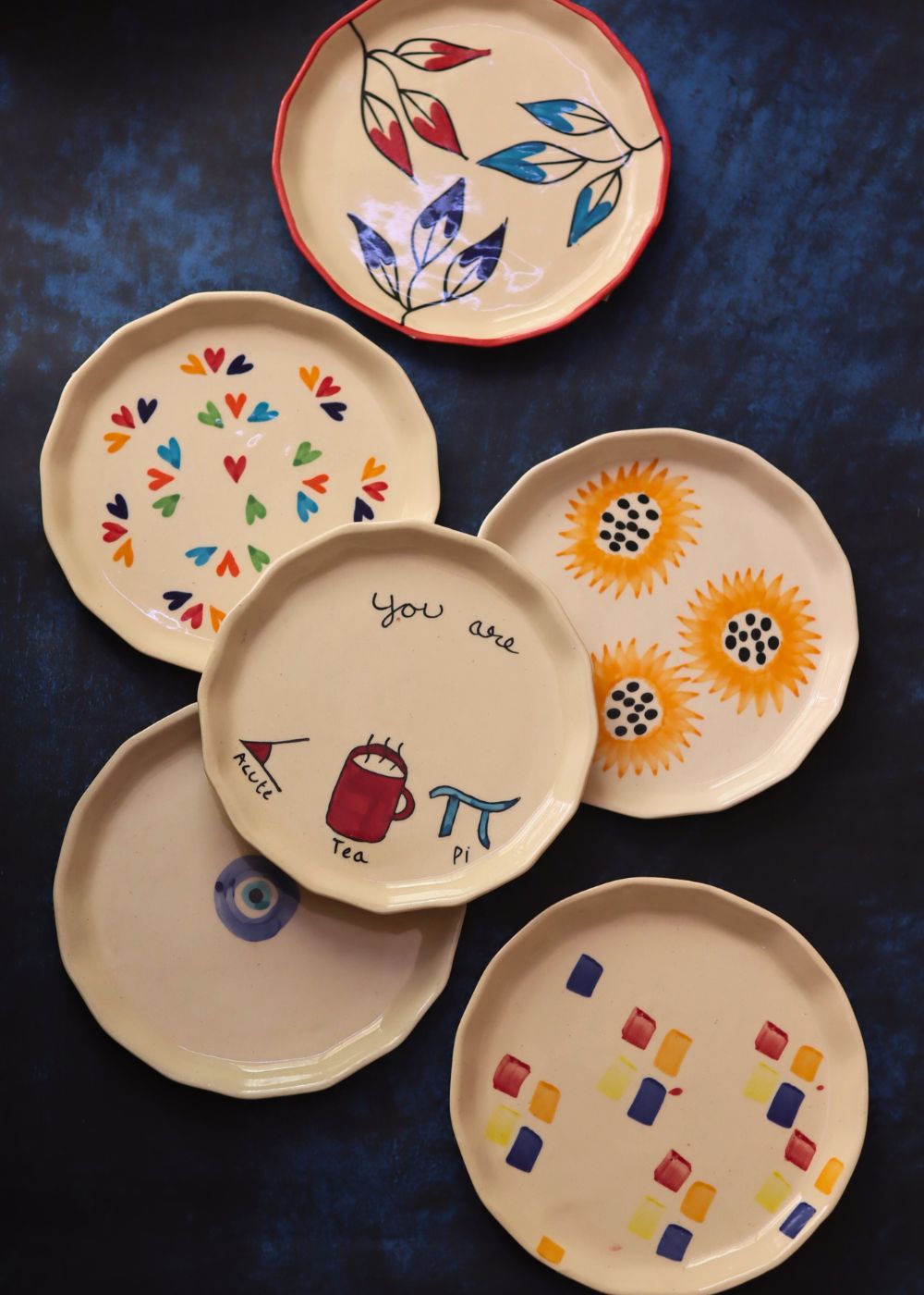 Set of 6 Dine & Shine Snack Plates (for the price of 5) handmade in India