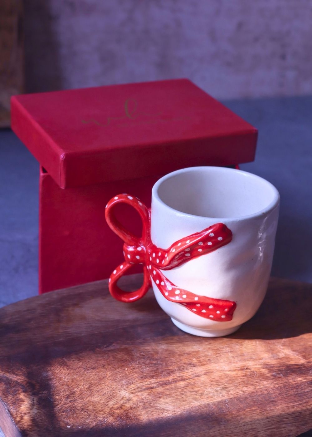 Pinteresty Bow Mug in a Gift Box handmade in india