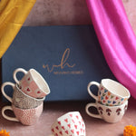 Set of 6 Heart & Polka Artful Mugs (for the price of 5) Diwali Gift Box handmade in india