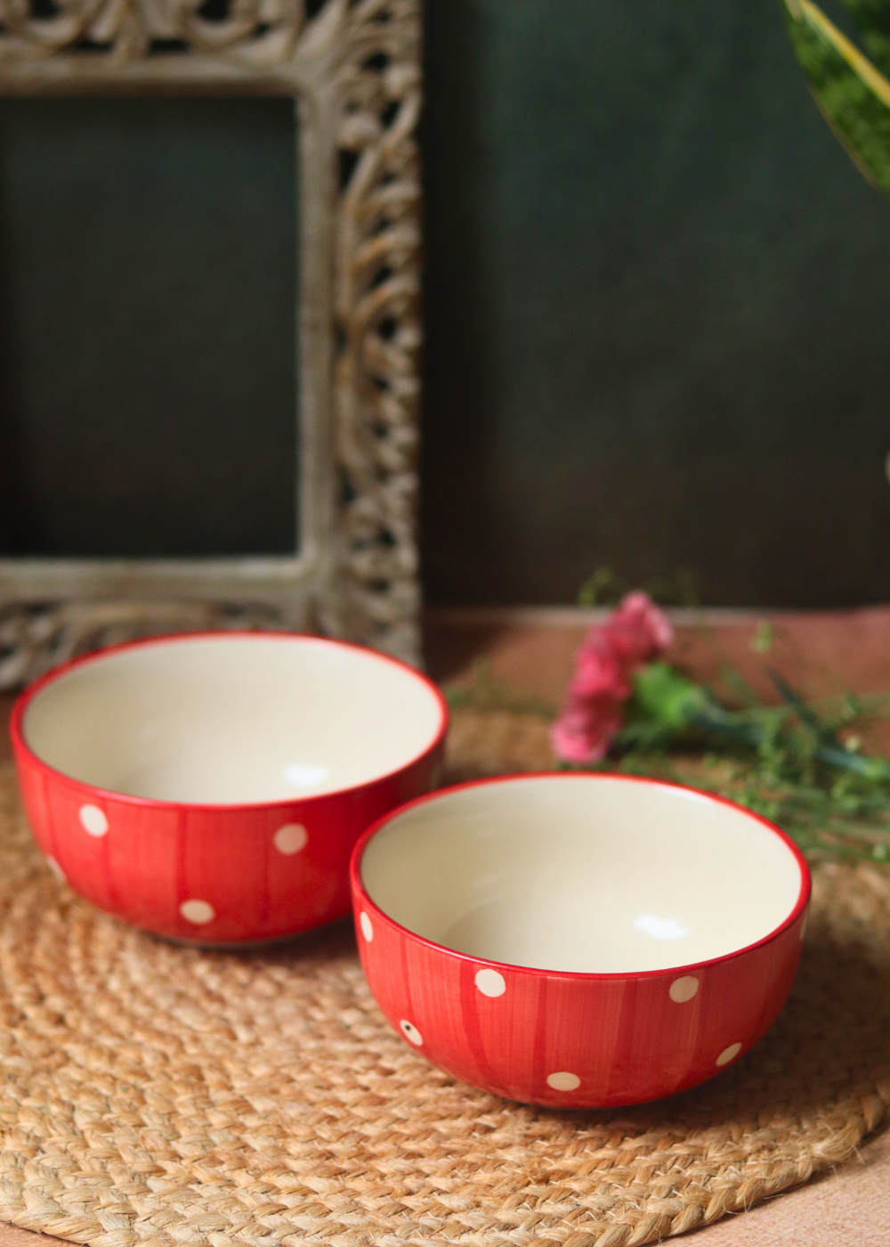 Red joy ceramic bowls 