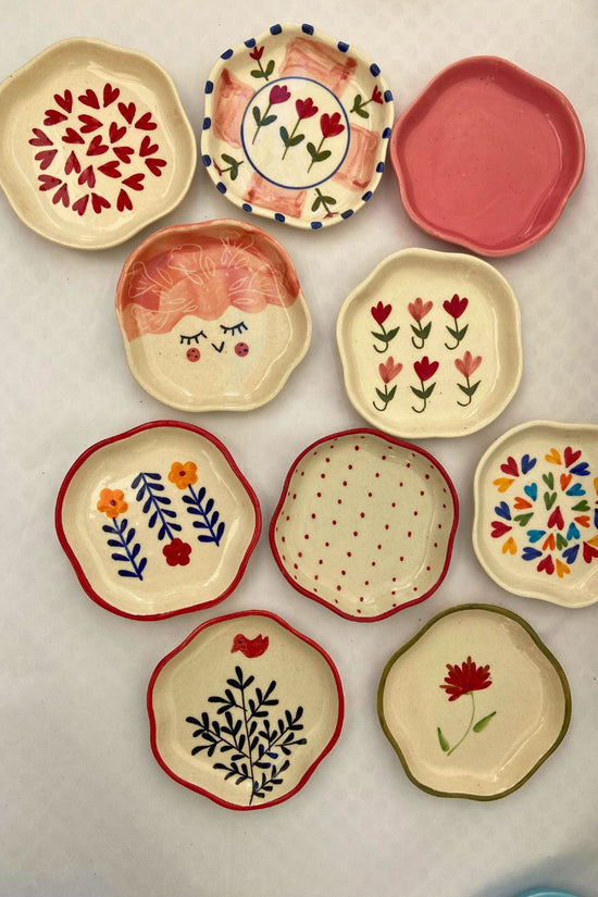 handmade Set of 10 Floral Heart Handmade Dessert plate (for the price of 7)