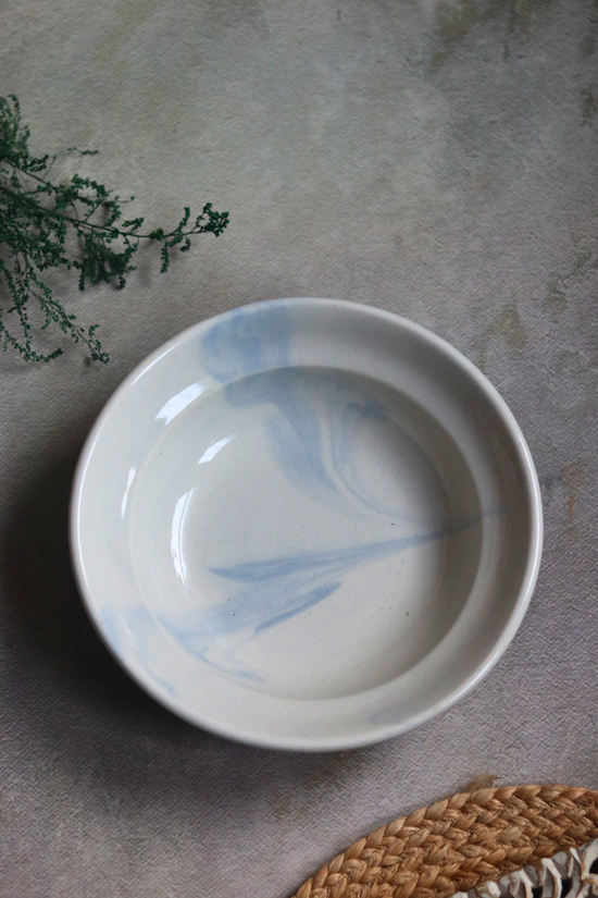 Blue marble pasta plate for serveware