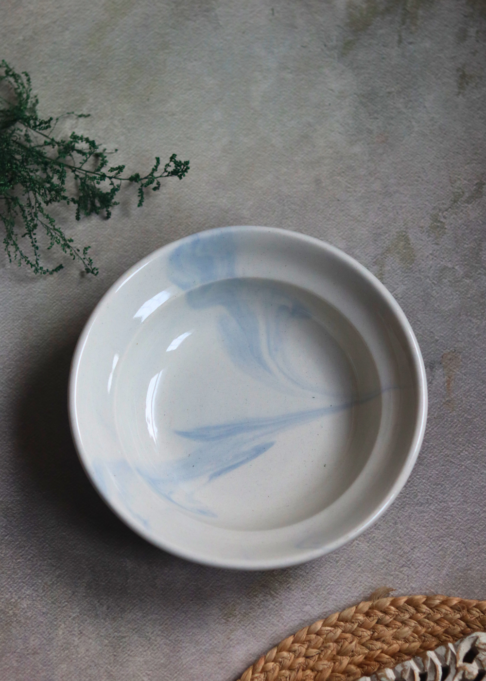 Blue marble pasta plate for serveware