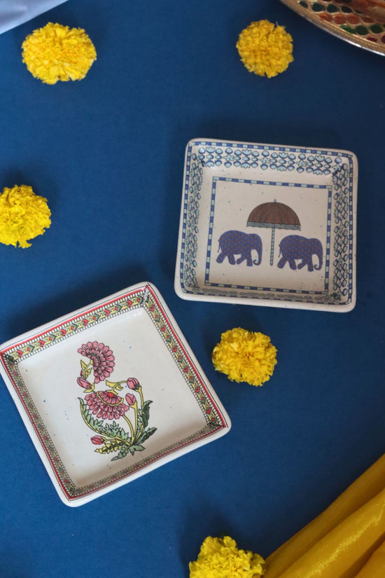 Handmade Gaj & Red Motif Platter