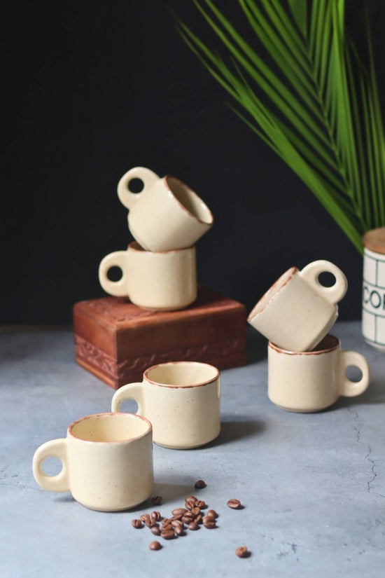 Handmade Cream Tea Cups - Set of 6