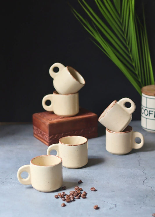 Handmade Cream Tea Cups - Set of 6