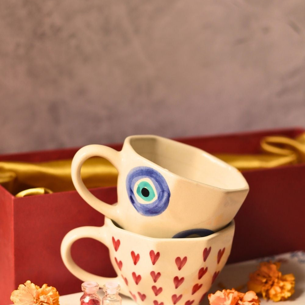 heart & evil eye rakhi gift box made by ceramic