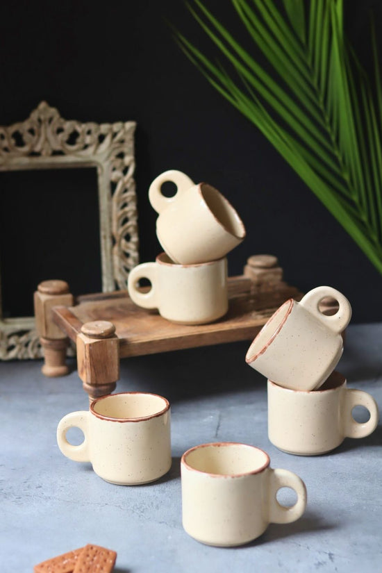 Cream Tea Cups - Set of 6 made by ceramic