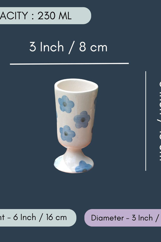 Blue Floral Wine Glass