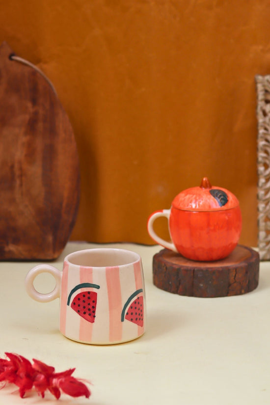Set of 2 - Orange mug with lid & Melon Mug combo with premium quality material