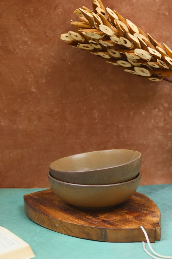 Woody Brown Curry Bowl  handmade in India