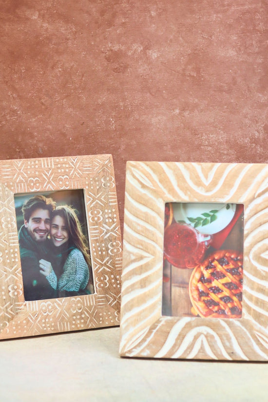 Set of 2 - Waves Carved & Aesthetic Carved Wooden Frame Combo
