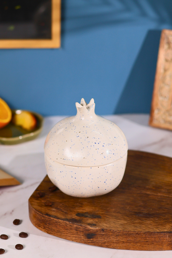 handmade white speckled anar jar made by ceramic