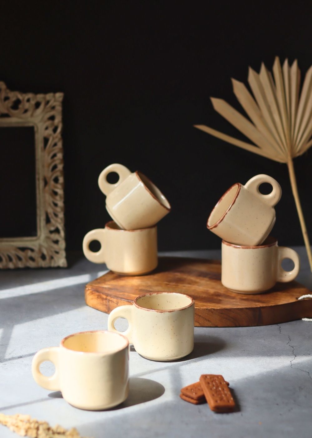 Cream Tea Cups - Set of 6 handmade in India