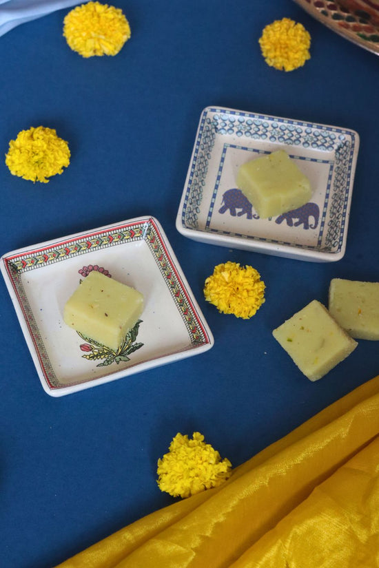 Gaj & Red Motif Platter handmade in india