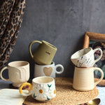 Set of 6 White & Beige Mugs (for the price of 5) handmade in india