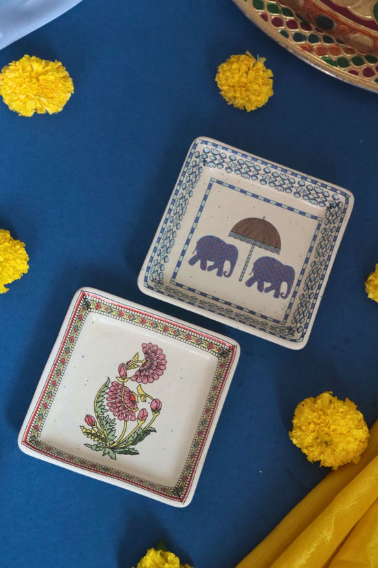 Gaj & Red Motif Platter made by ceramic