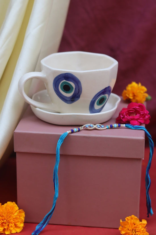 Evil Eye Mug & Evil Eye Dessert Plate Rakhi Gift Box