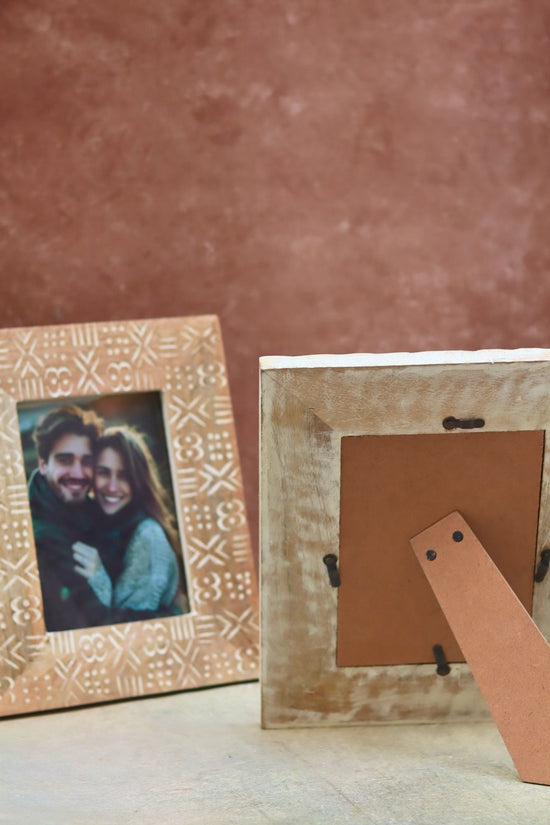 Set of 2 - Waves Carved & Aesthetic Carved Wooden Frame Combo