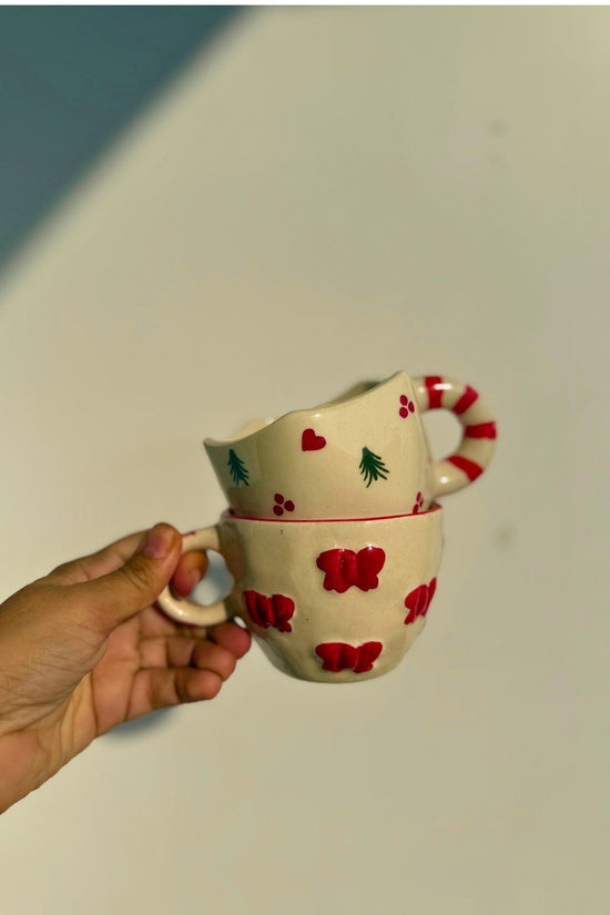 Set of 2 - Bow & Holly Jolly Mug Combo with premium quality material