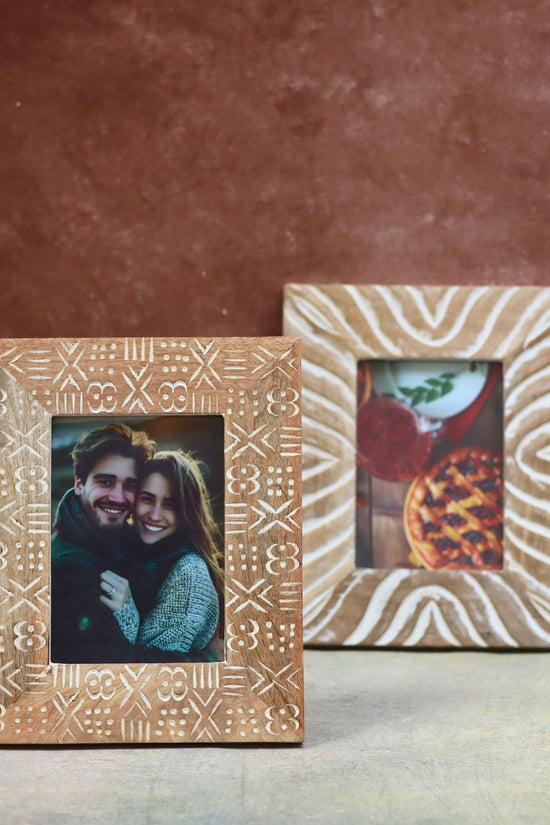 Set of 2 - Waves Carved & Aesthetic Carved Wooden Frame Combo