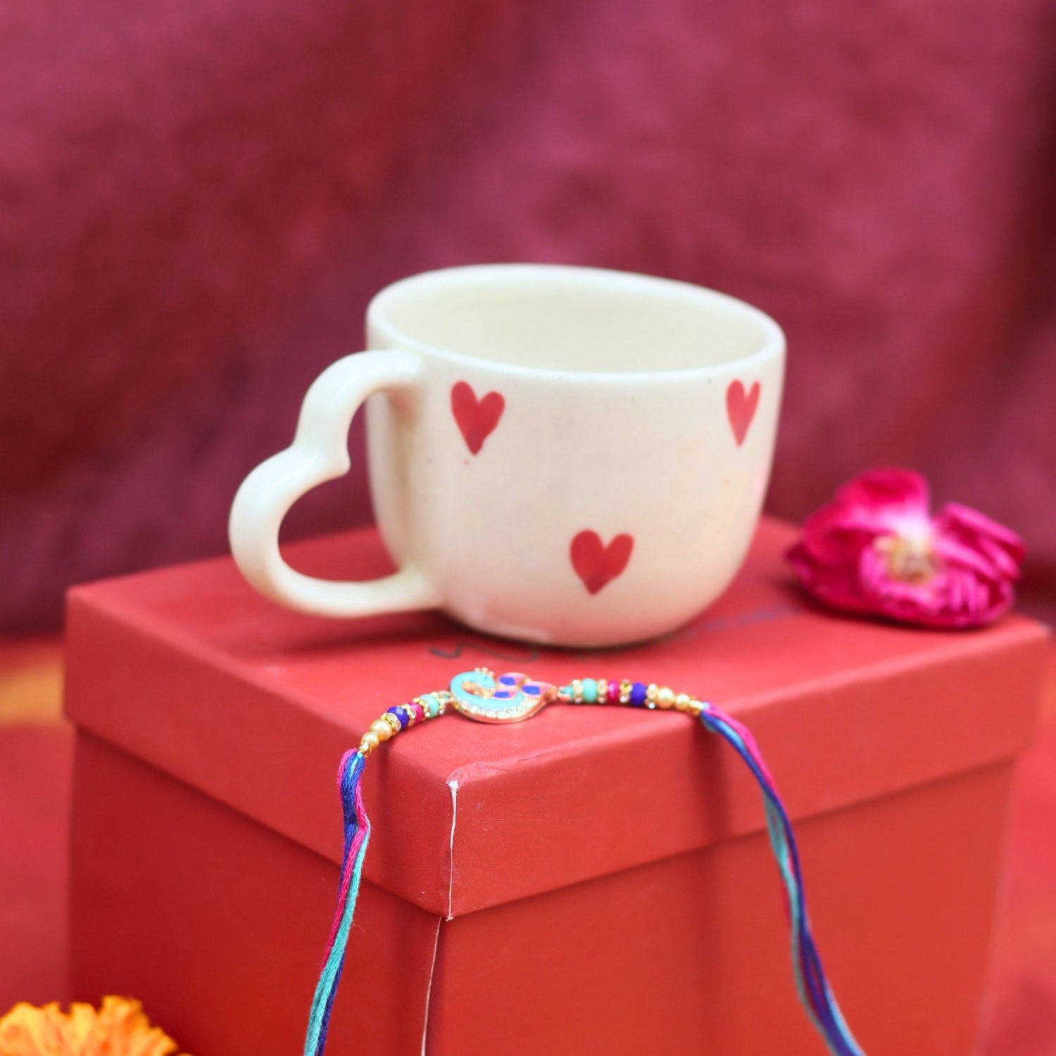 handmade Valentino Mug rakhi Gift Box