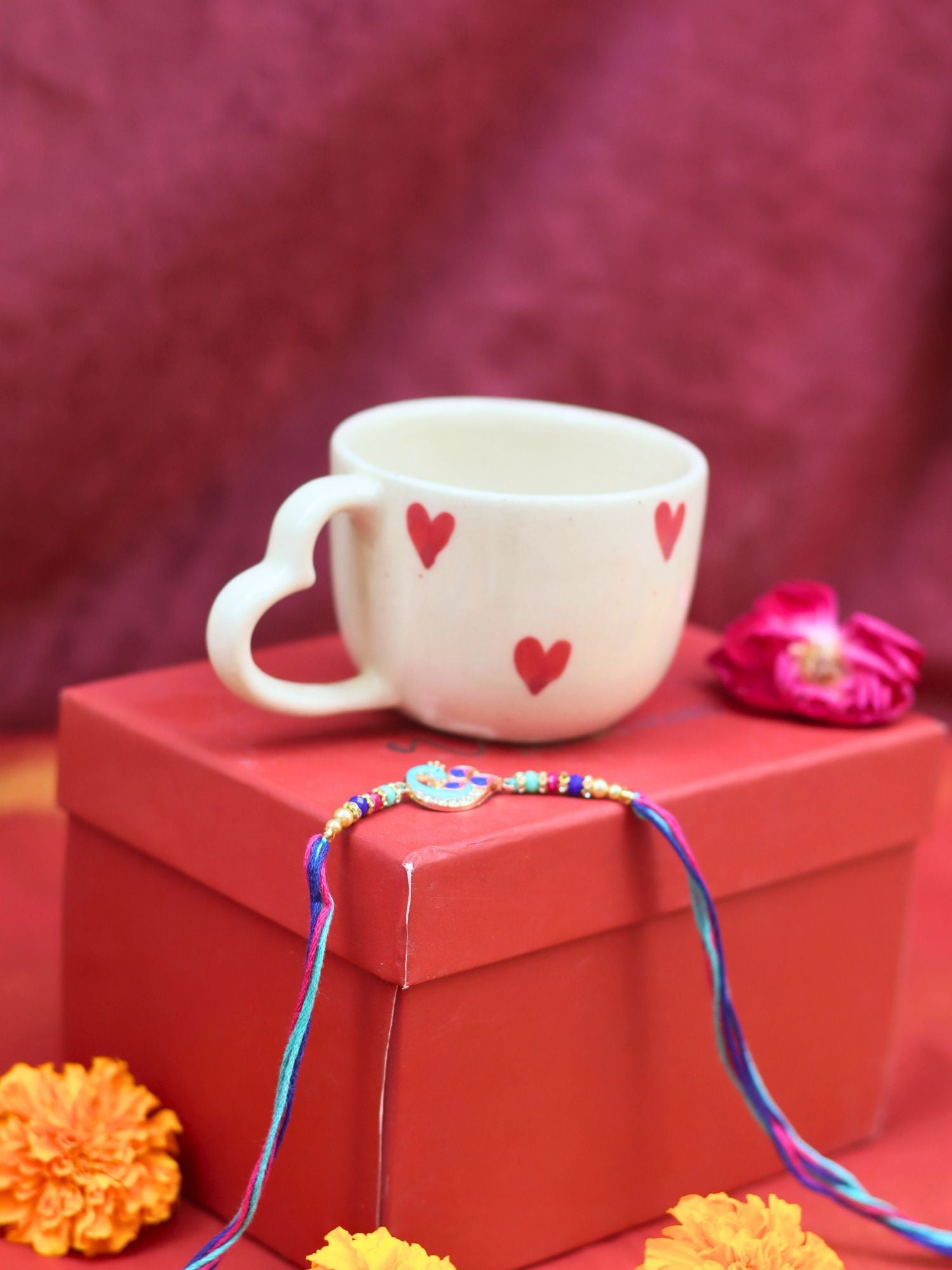 handmade Valentino Mug rakhi Gift Box