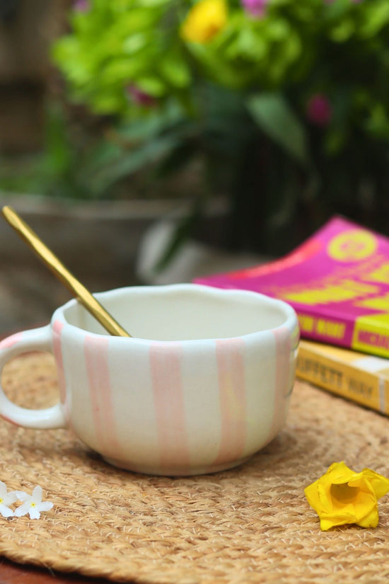 Pink Striped Mug made by ceramic