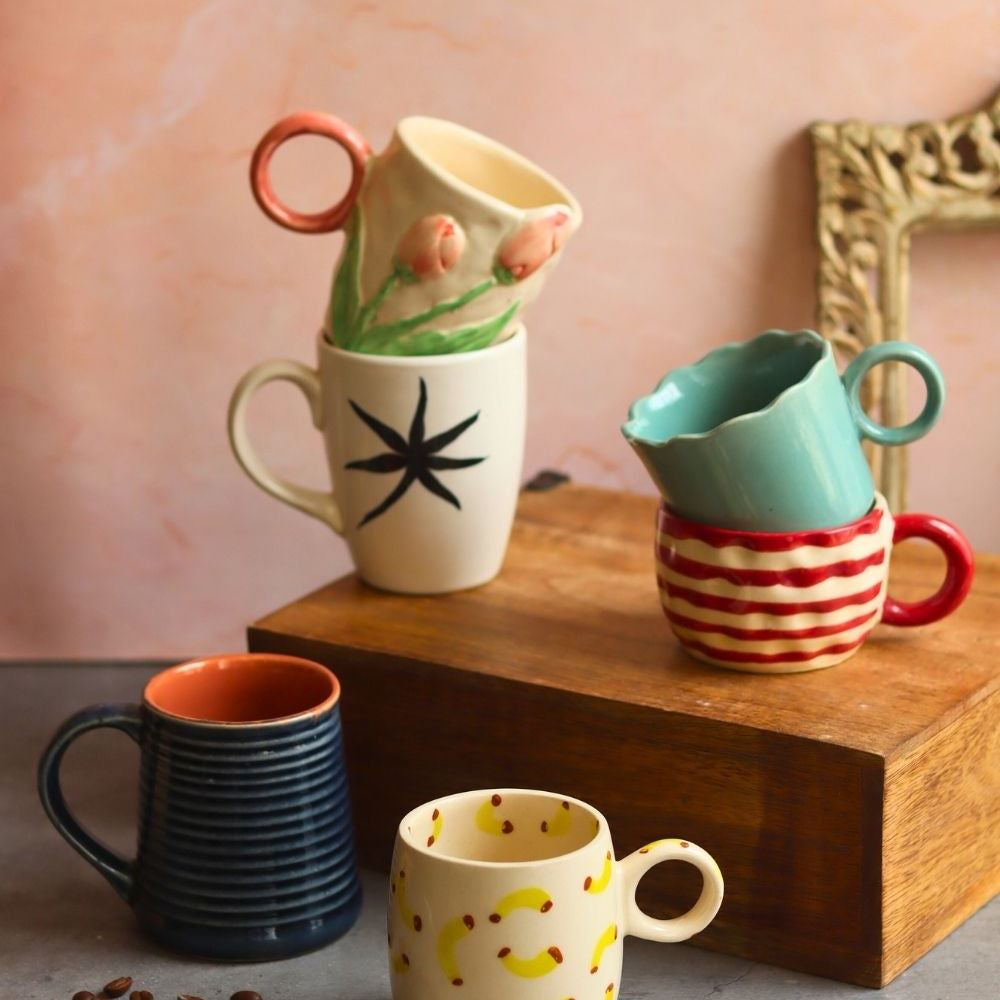 handmade Set of 6 Morning Essential Mugs (for the price of 5)