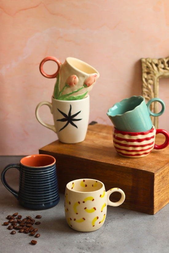 handmade Set of 6 Morning Essential Mugs (for the price of 5)