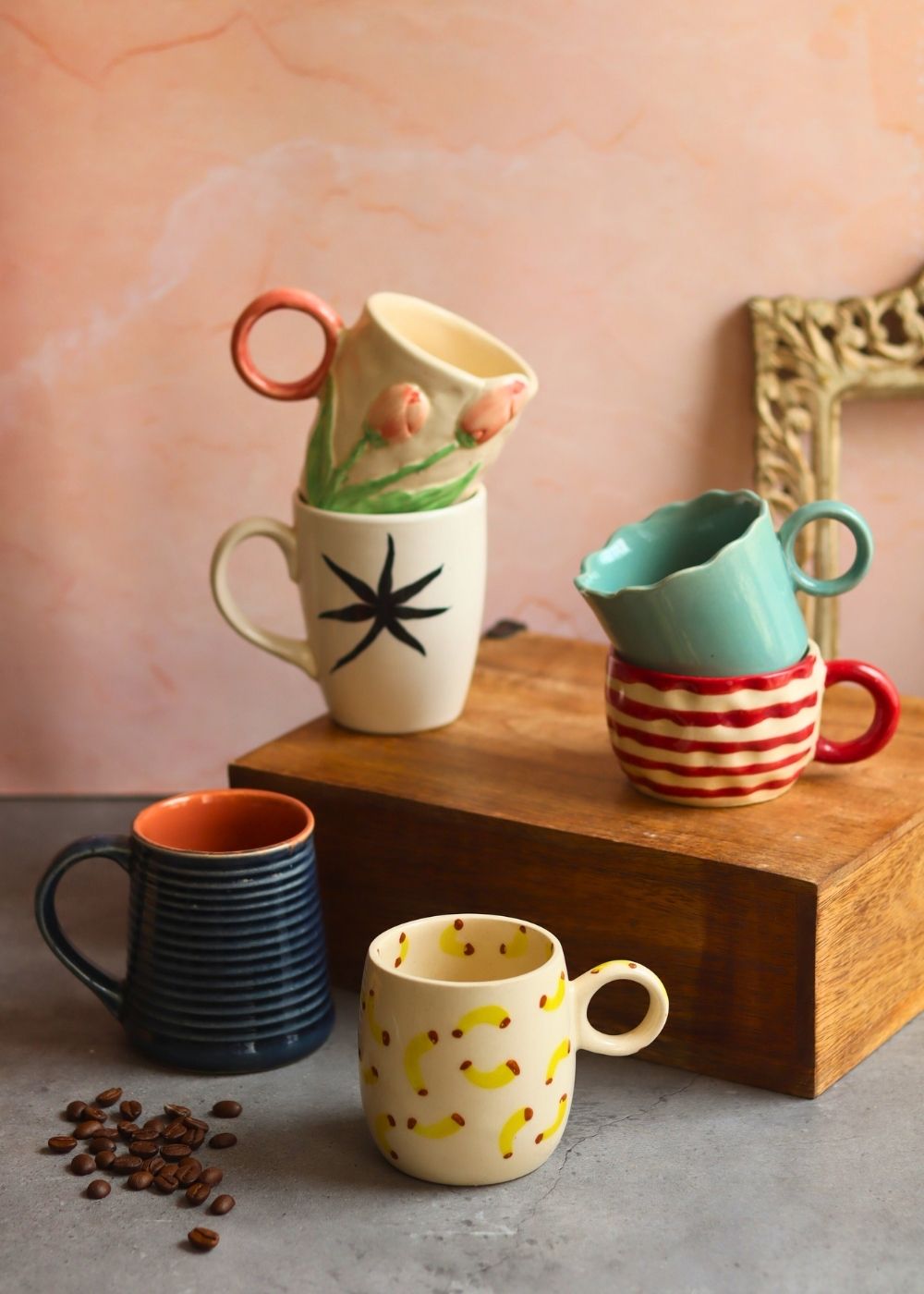 handmade Set of 6 Morning Essential Mugs (for the price of 5)