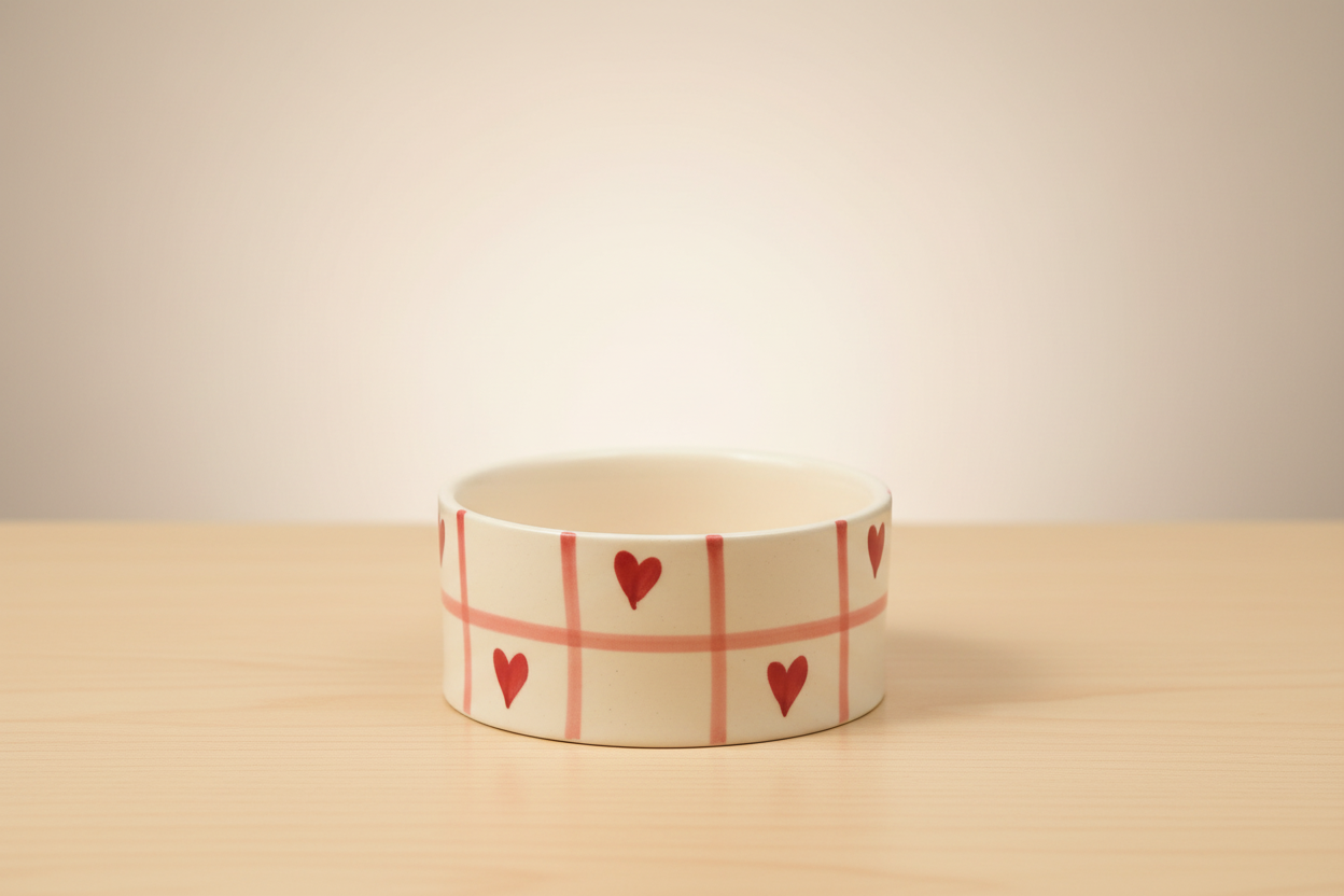 Chequered heart bowl