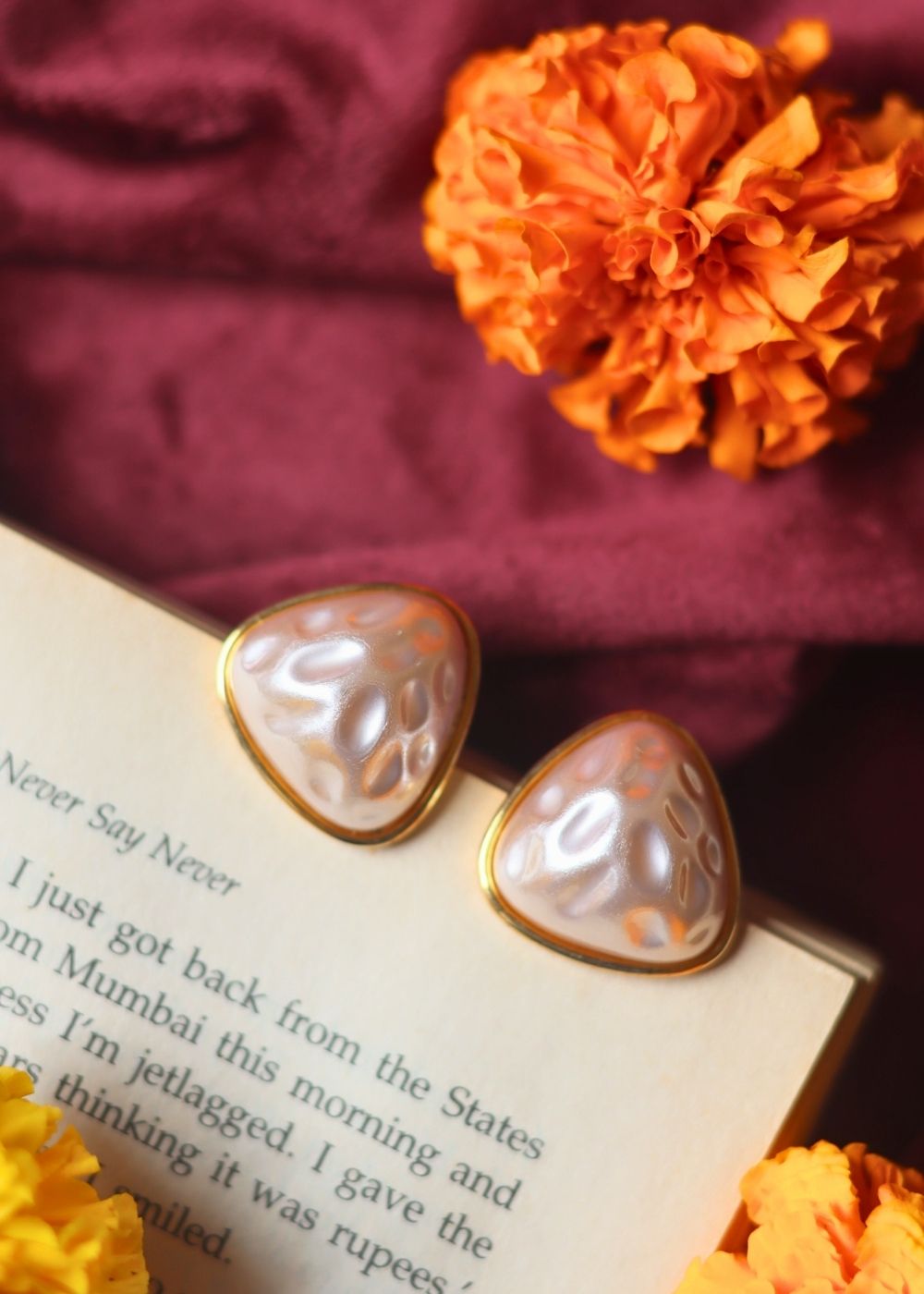 Gold and White Studs made with premium quality material