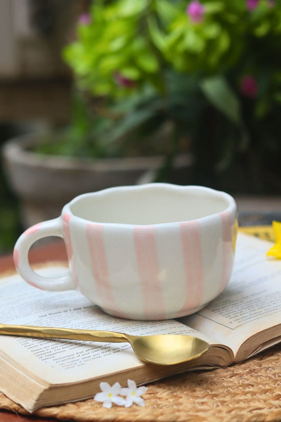 Pink Striped Mug handmade in India