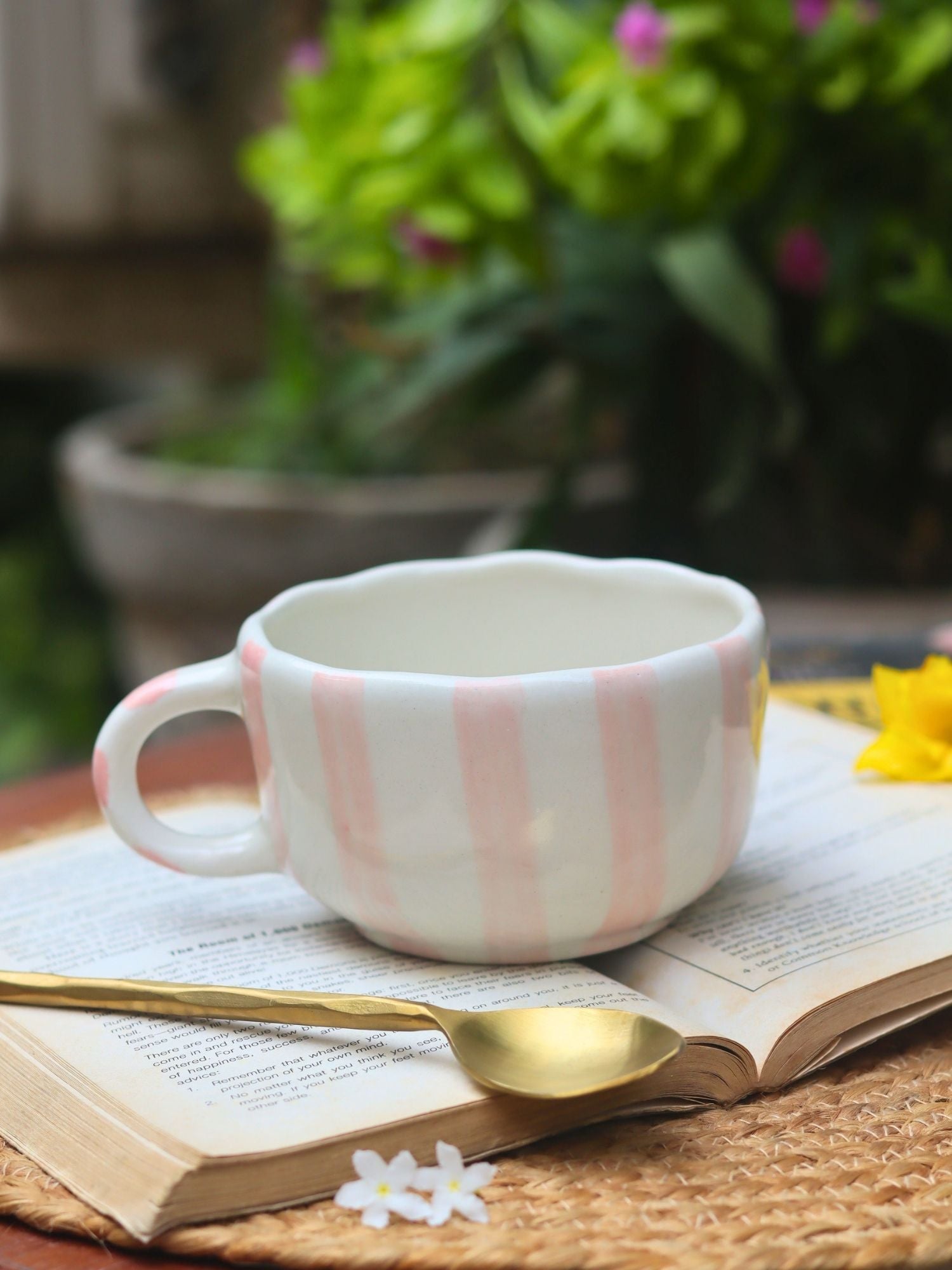 Pink Striped Mug handmade in India