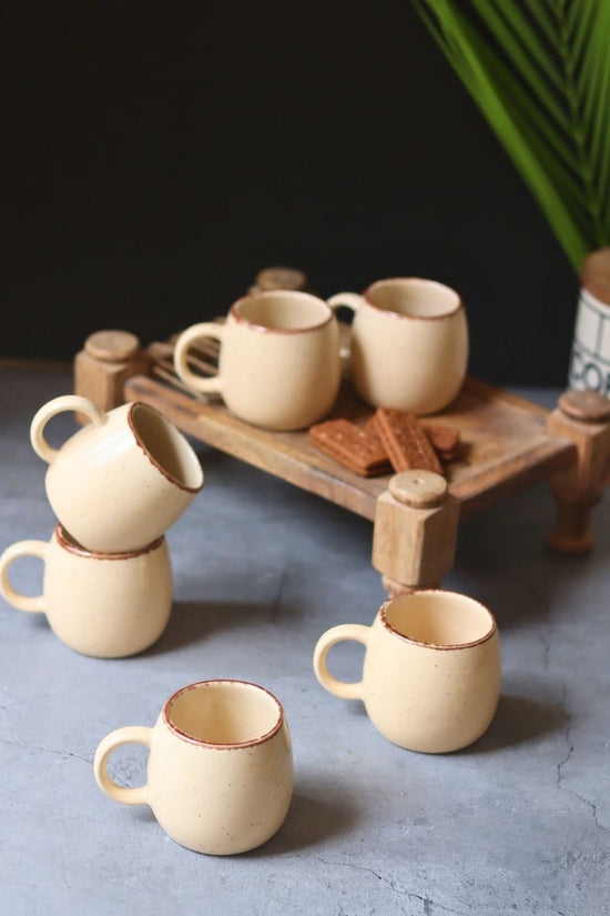 Ivory Ovule Shape Tea Cups - Set of 6 with premium quality material