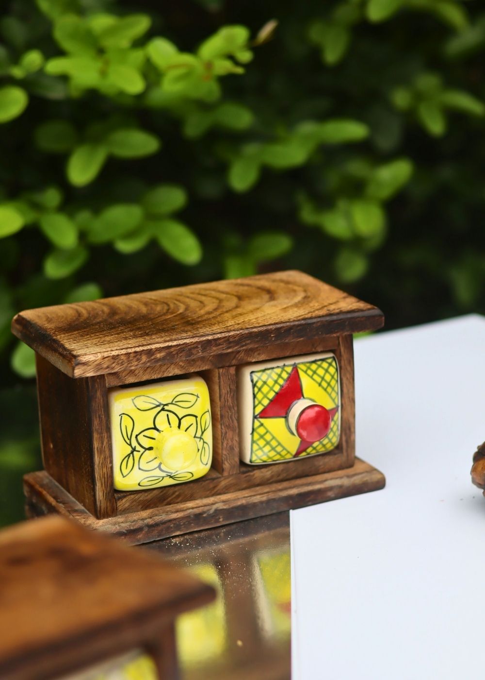 Handmade Wooden Decor Drawer – Tribal Glow