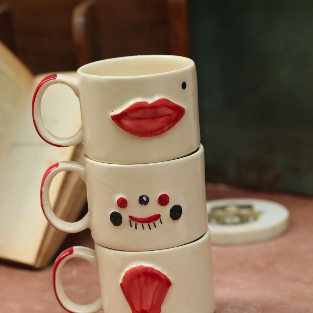 handmade Set of 3 - Happy Faces Mugs combo