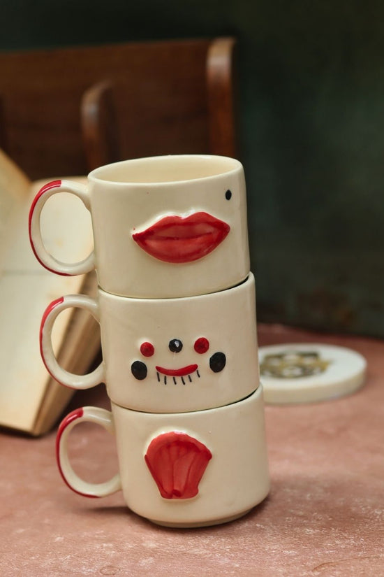 handmade Set of 3 - Happy Faces Mugs combo