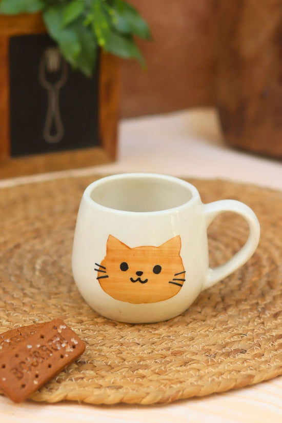 handmade Witty Cat Mug - Brown
