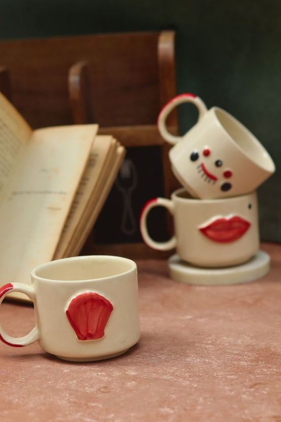 Set of 3 - Happy Faces Mugs combo made by ceramic