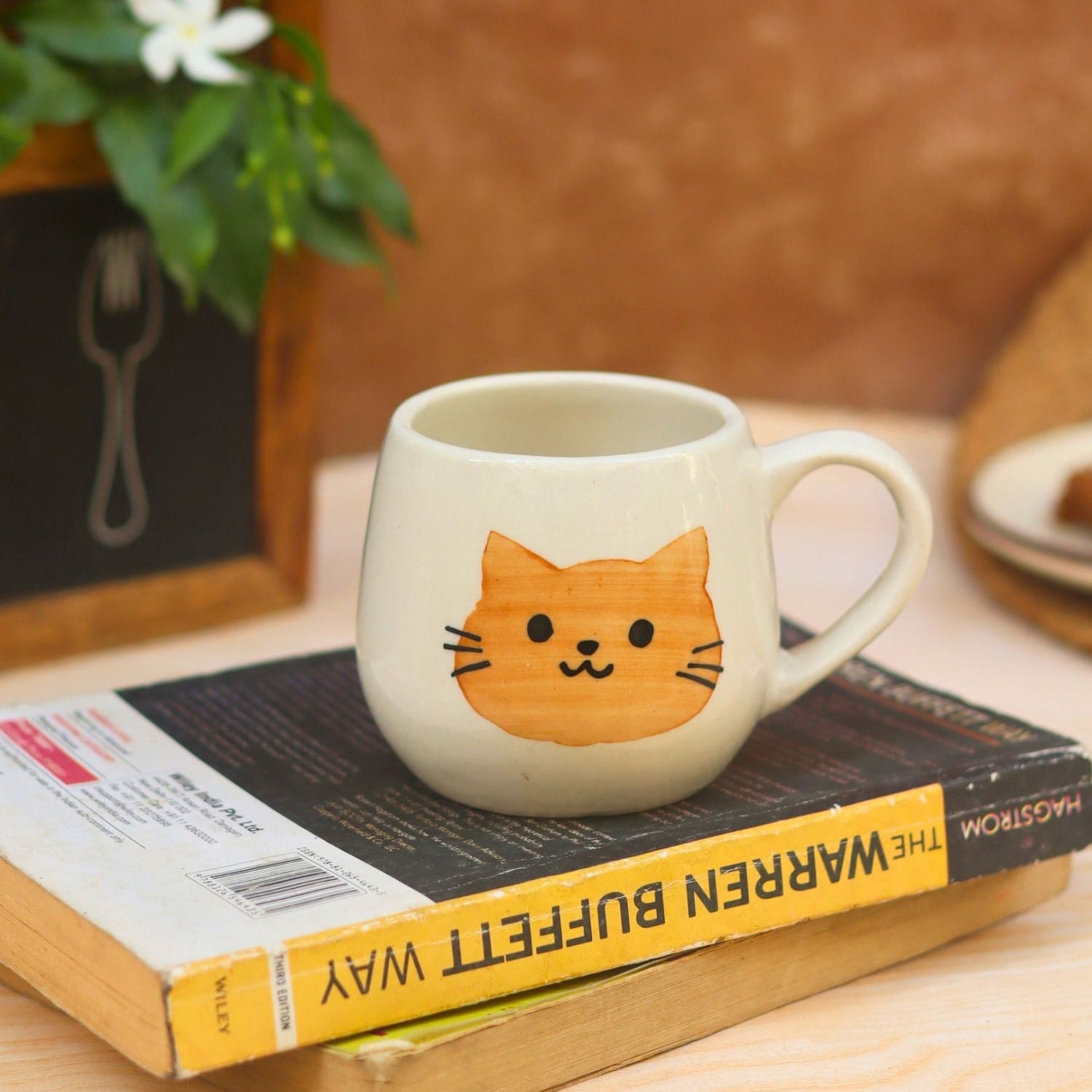 Witty Cat Mug - Brown made by ceramic