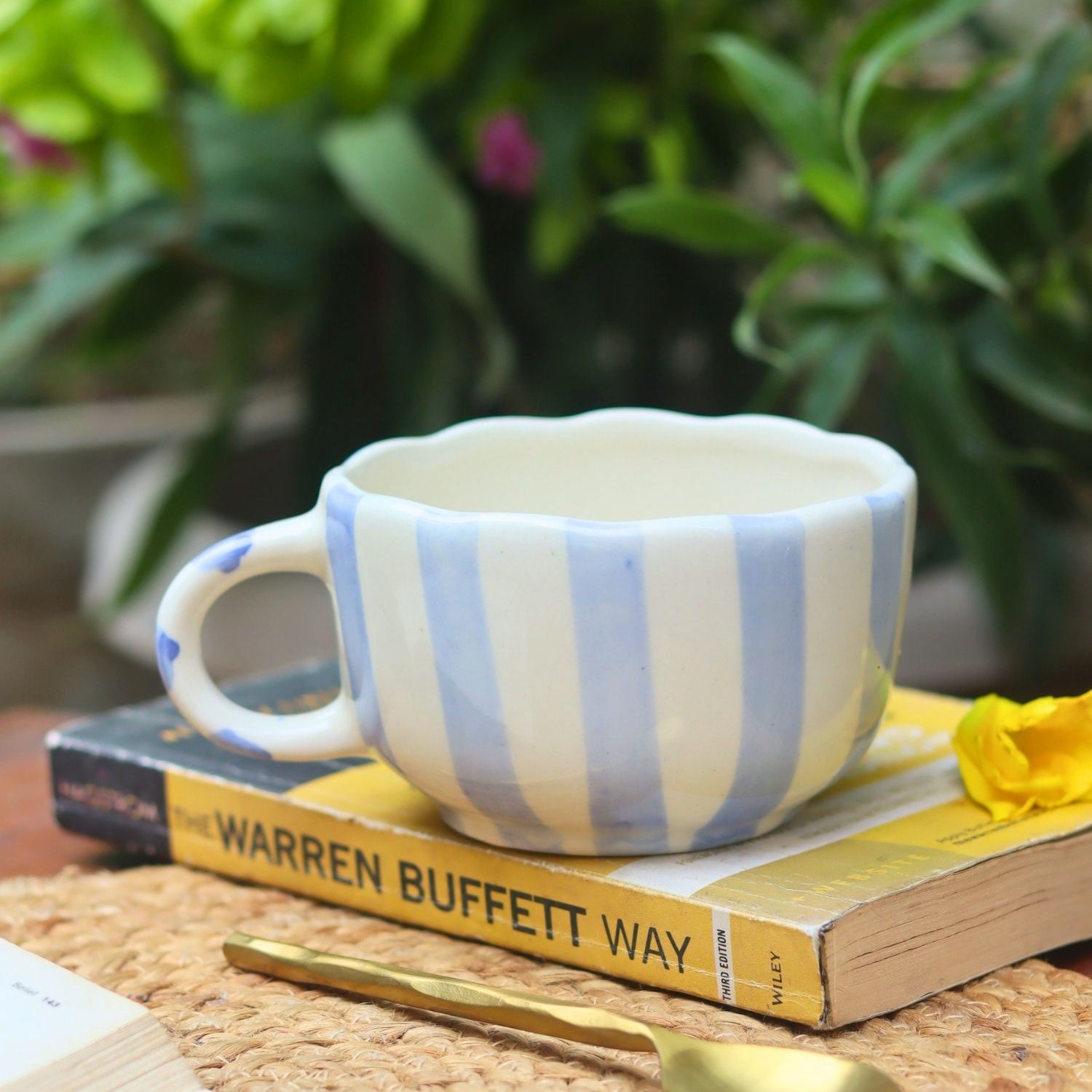 Blue Striped Mug made by ceramic