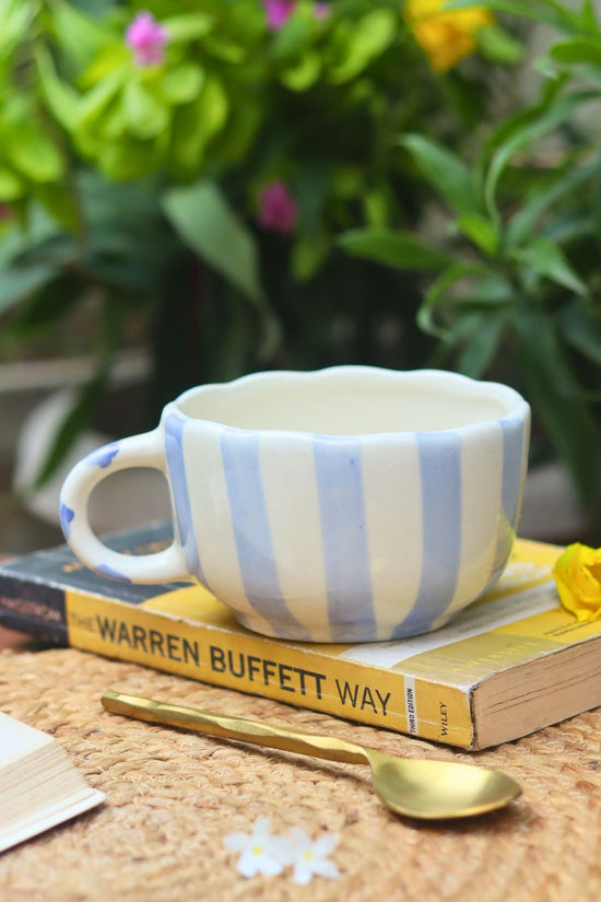Blue Striped Mug made by ceramic