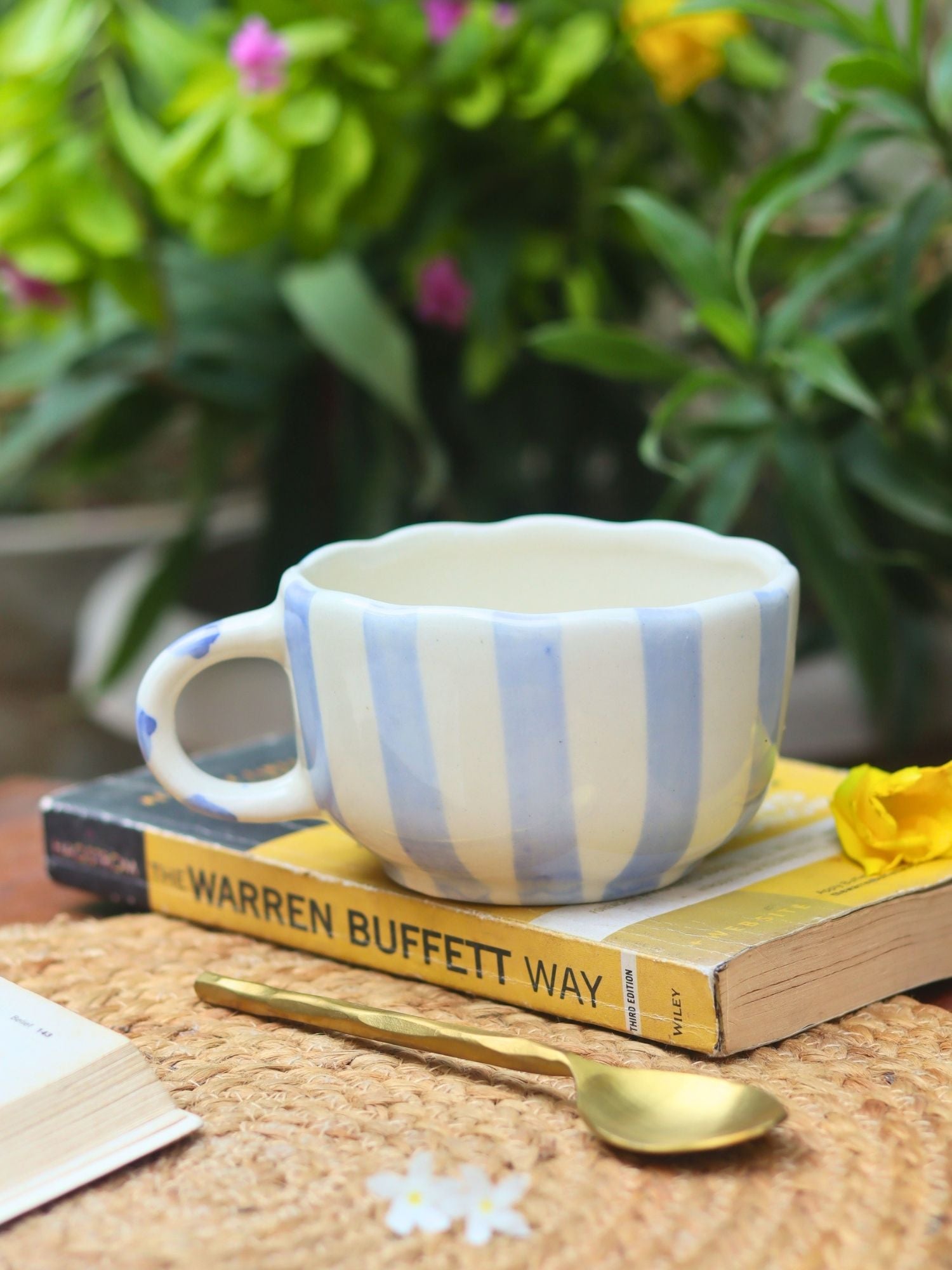 Blue Striped Mug made by ceramic