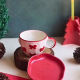 Handmade Bow Mug & Red Handmade Dessert Plate