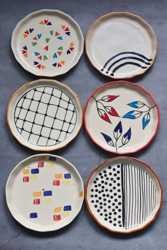 Set of 6 Floral Feast Snack Plate (for the price of 5) handmade in india