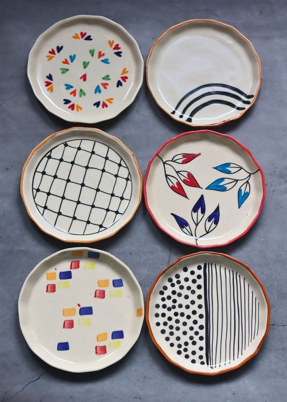 Set of 6 Floral Feast Snack Plate (for the price of 5) handmade in india