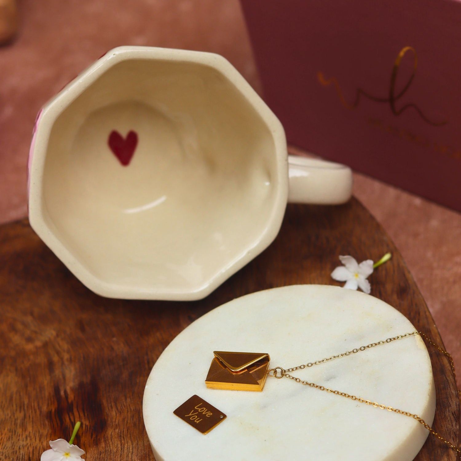 Forever Heart Karva Chauth hamper, with a mug & a beautiful necklace 