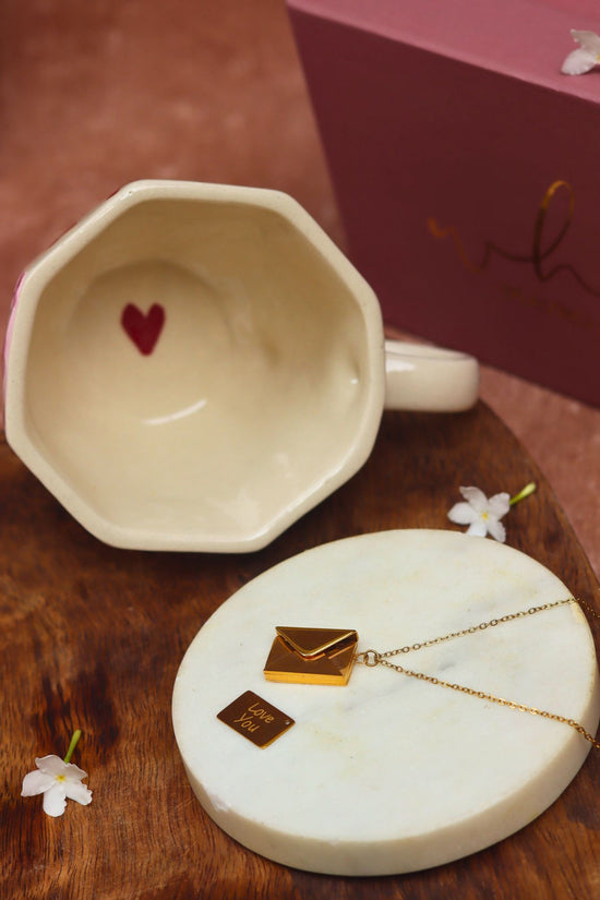 Forever Heart Karva Chauth hamper, with a mug & a beautiful necklace 